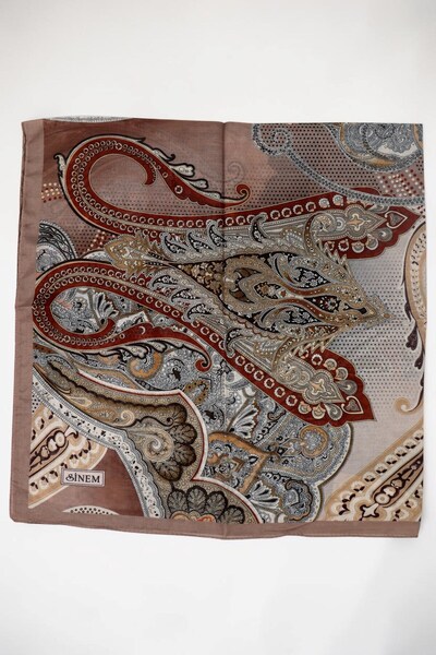 hadiora Women's Light Brown Shawl with Patterned Stitching and Writing