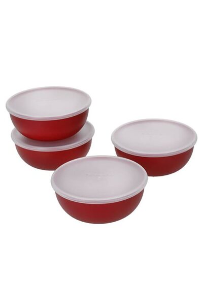 Kitchenaid Set 4 boluri, cu capac, plastic, Empire Red -