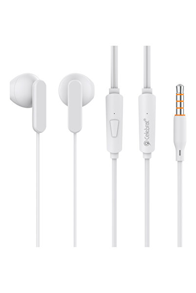 Celebrat earphones με μικρόφωνο G23, 3.5mm σύνδεση, Φ14mm, 1.2m, λευκά