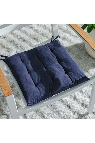 Danube Home SS25-Aura Plaid Woven Chair Pad - 40x40 cm Blue | Stylish Cotton/...