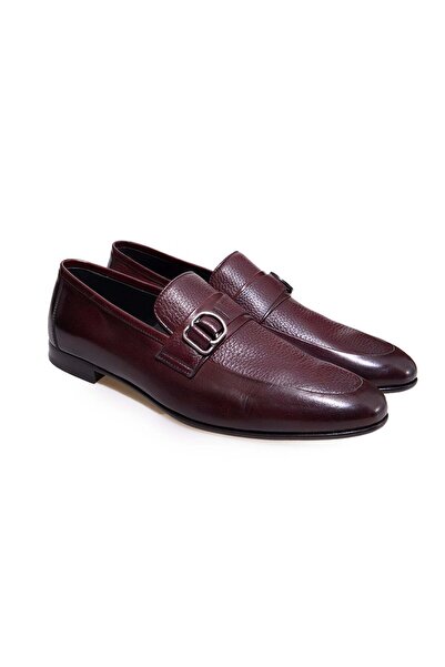 FRANCO CALVANI Burgundy Color Laceless Genuine Leather Leather Sole Men's Shoes