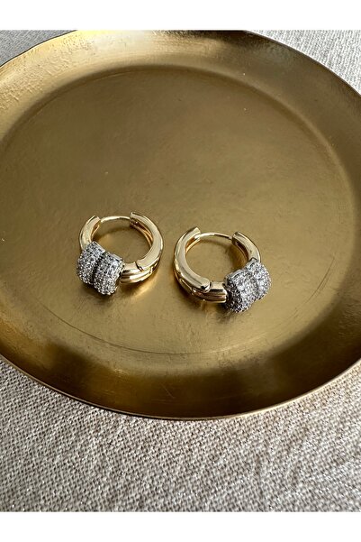 ringbox Double Curved Stone Hoop Earrings