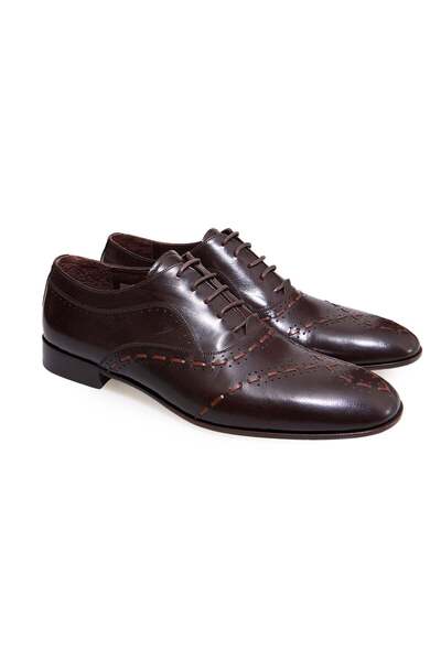 FRANCO CALVANI Brown Lace-Up Genuine Leather Men's Shoes