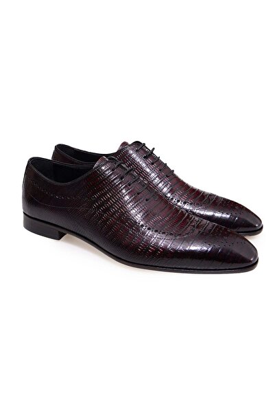 FRANCO CALVANI Burgundy Color Lace-Up Genuine Leather Men's Shoes