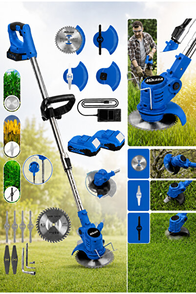 Mikasa Tools Japon 21 V 5 Ah Teleskopik Uzatmalı Kömürsüz Turbo Motor Çift Ak...