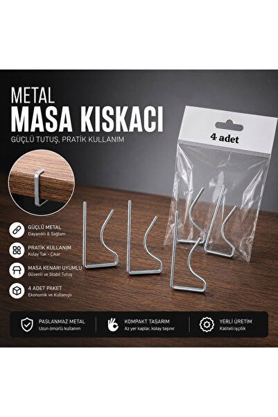 HB LİFE Metal Masa Örtüsü Kıskacı 4 adet/Paslanmaz Çelik/ güçlü tutuşlu masa ...
