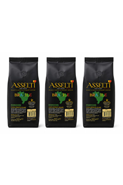 Asselti Set 3 x Boabe de cafea Brasile 100% Arabica, Origine unică, 500 g (to...