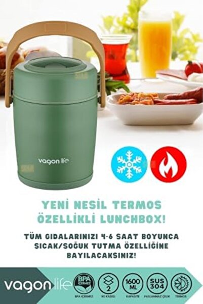 Yıldızan tua shop 1600ml Lunchbox 2 Kaseli 4-6 Saat Sıcak/Soğuk Termos Özelli...