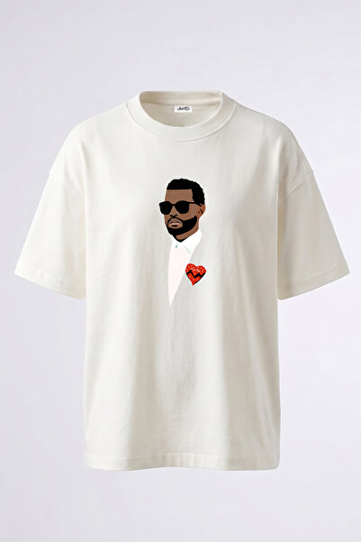 Anetos Kanye West_50 Design Printed Unisex Oversize White Tshirt
