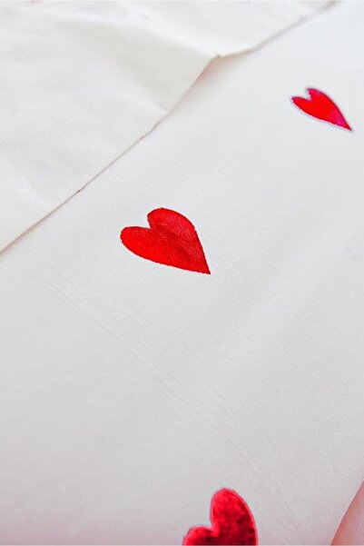 Yıldızan Msa Shop Heart Single Bed Sheet Elastic Heart Duvet Cover Set Red 93...