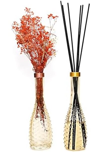 Yıldızan Nht Shop Gold Necked Amber Embossed Thin Glass Vase (26 cm) 818517