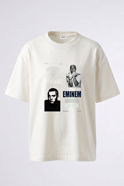 Anetos Eminem_51 Design Printed Unisex Oversize White Tshirt