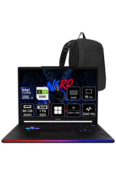 MSI Raider 16 MAX HX Ultra 9 290HX Plus RTX 5080 16GB 175W 96GB RAM 1TB SSD 1...