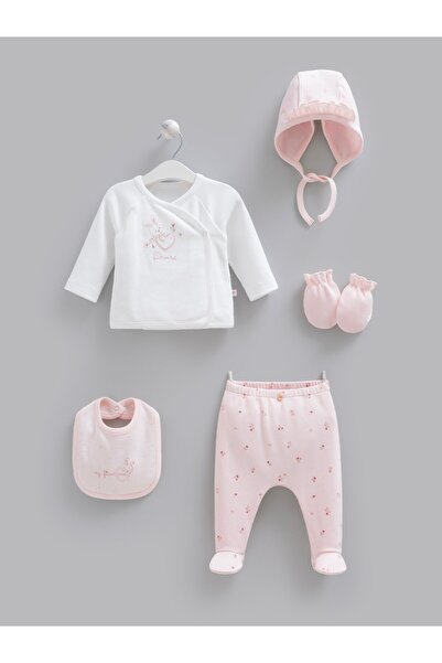 Caramell 100% Cotton Rose Girls Set of 5 Pink