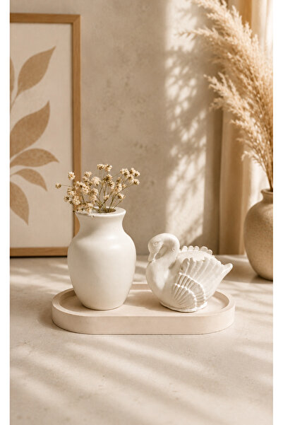 Evremly Home Vazo ve Kuğu Sunumluk 3’lü Dekoratif Set