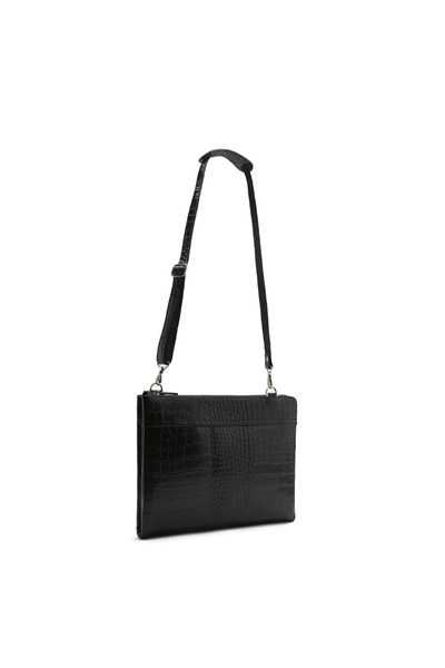 Orez Madrid Unisex Genuine Leather Crocodile-Embossed Shoulder Bag with Slim ...