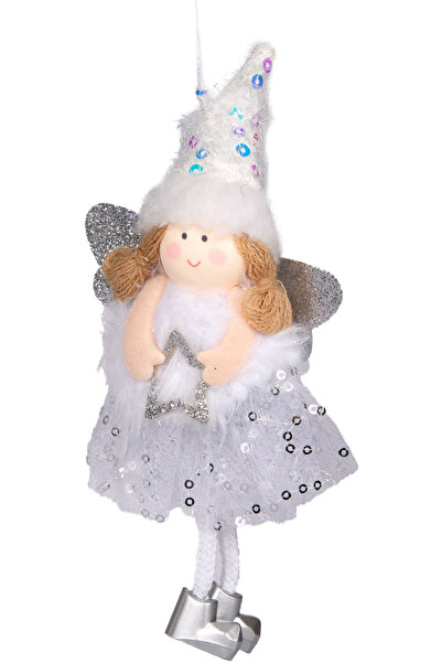 Herdekora Christmas Ornament, with Fairy Figure, Holding a Star, Lame-White -...