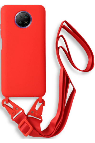 Bodycell Θήκη Σιλικόνης με Λουράκι Λαιμού - Xiaomi Redmi Note 9T 5G - Red