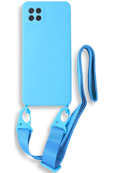 Bodycell Θήκη Σιλικόνης με Λουράκι Λαιμού - Samsung Galaxy A22 5G - Light Blue