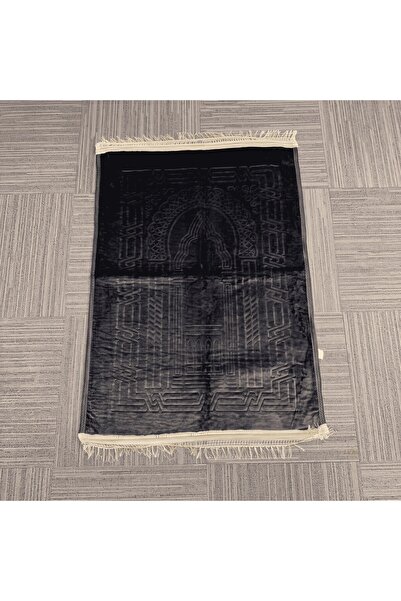 mybedesten Luxury Solid Color Geometric Mihrap Embossed Velvet Prayer Rug
