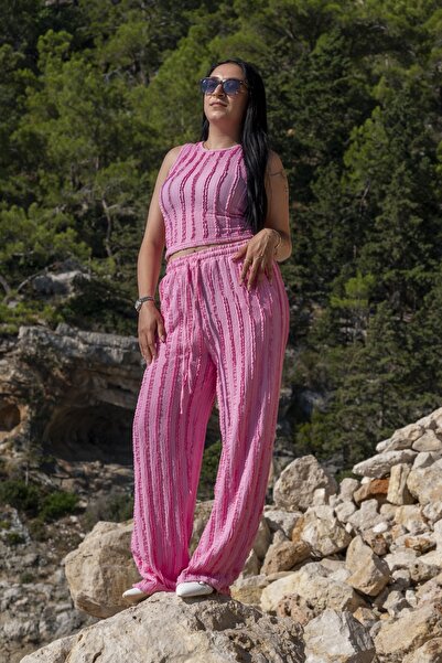 Fırfırlı Alt Üst Pembe Takım