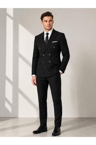 CLASSİCS MEN Men's Italian Cut Slim Fit Double Breasted Suit - 7739