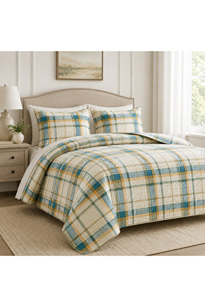 Generic Bedspread Set Checker Pattern Bedspread Set Without Filling 100% Cotton