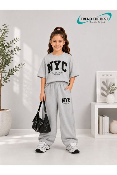 TREND THE BEST Trendin En İyisi Summer Girl Boy Unisex Kids Nyc Printed Gray ...