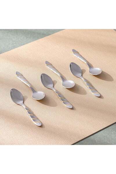 Danube Home Cross Gold 6-Piece Silver Coffee Spoon Set – Premium Stainless St...