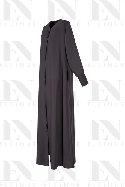 ELÇİNUR 26179 Button-Detail Zippered Ferace