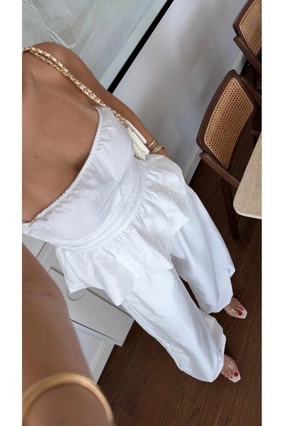 My Blog BEYAZ STRAPLEZ BLUZ PANTOLON TAKIM - 60640