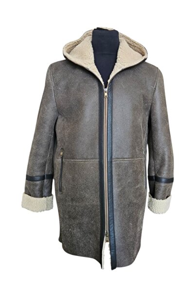 asus deri Alex - Men's Suede Coat with Genuine Fur Hood