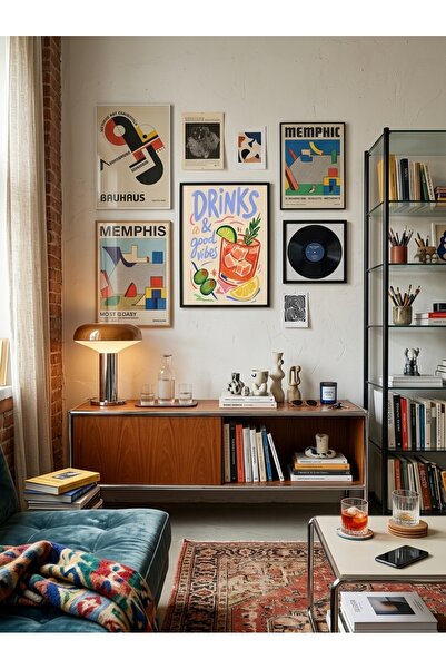 LunaRe Home Art&Design Modern Minimal Soyut Bohem Ahşap Çerçeveli Tablo Çerçe...