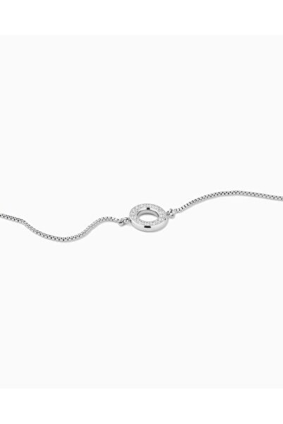 OYRE Silver Color Pavé Circle End Bracelet