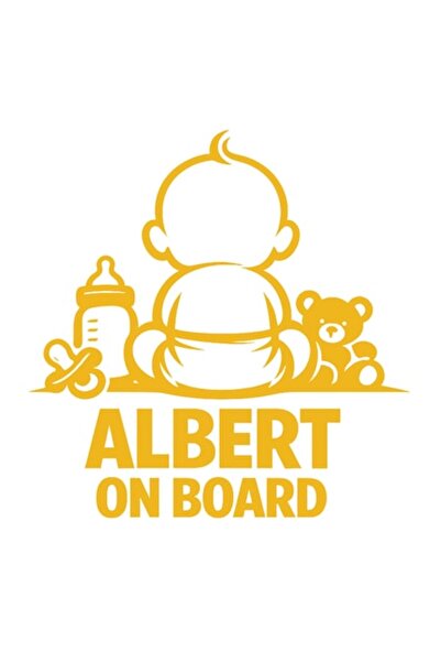 OEM Autocolant decorativ auto  "ALBERT ON BOARD ", 15cm, Portocaliu