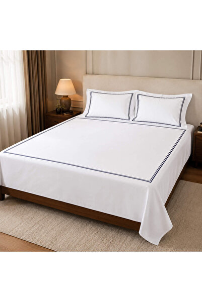 Penelope %100 Pamuk Saten Çift Kişilik Lacivert Nevresim Seti 200x220 cm - Si...