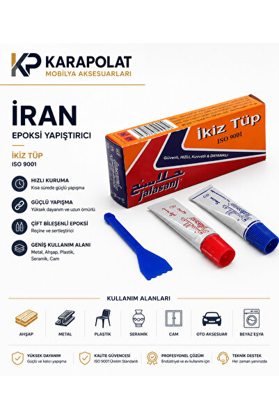 KARAPOLAT İran İkiz Tüp Epoksi Yapıştırıcı Çift Bileşenli Güçlü Metal Ahşap P...