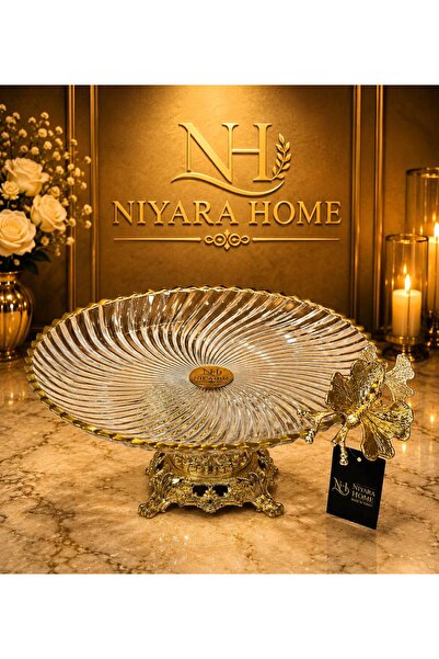 Niyara home حامل عرض زجاجي بأرجل معدنية من باستاليك