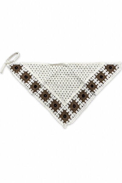 Jack Ferrero Hand Knitted Crochet White Brown Floral Patterned Summer Bandana...