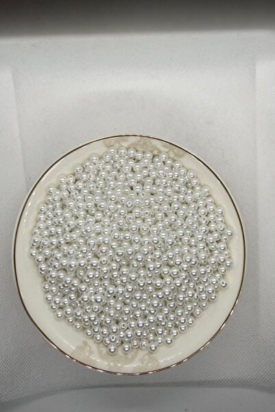 hobi dünyası evim 6 mm 25 Gram Beyaz İnci Boncuk Plastik Takı Aksesuar Bilekl...