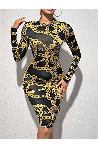 Woman's Fashion Μίντι βραδινό φόρεμα μαύρο