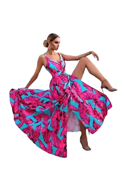 Woman's Fashion Καλοκαιρινό μάξι βραδινό φόρεμα ροζ