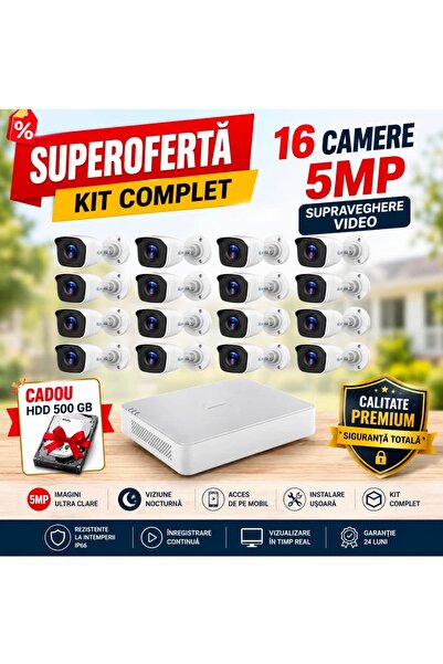 Hikvision Kit / Sistem Supraveghere Profesional 16 Camere Video 5MP FULL HD C...