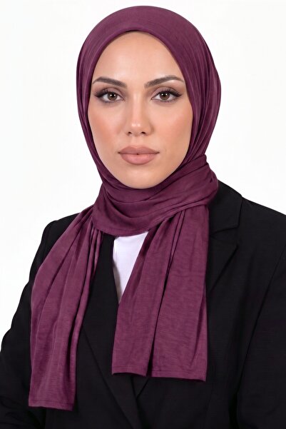 hadiora Women's Purple Neck-To-Collar Stitched Ready-To-Wear Practical Combed...