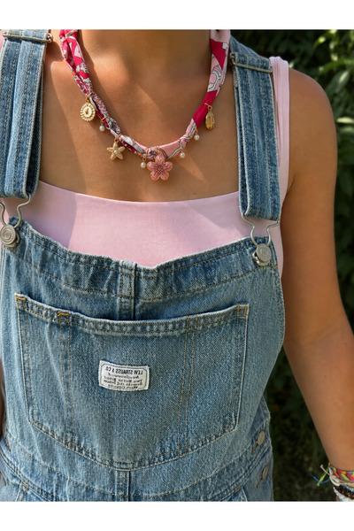 Markiz Takı Pink Charm Scarf Necklace 85 cm Long (Used for Tying.)