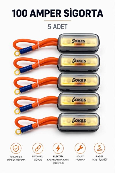 SUNASK Sn-100amp 5 ADET 100 Amper KABLOSU Amfi Sigortası 8ga 4Ga Kablo Uyumlu...