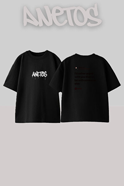 Anetos Kanye West_34 Design Printed Unisex Oversize Black Tshirt