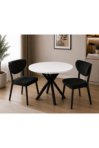 Cosargroup ELMA Sandalye 70X70 ÇAP Yemek Masası Mutfak Masası 2 Kişilik Masa ...