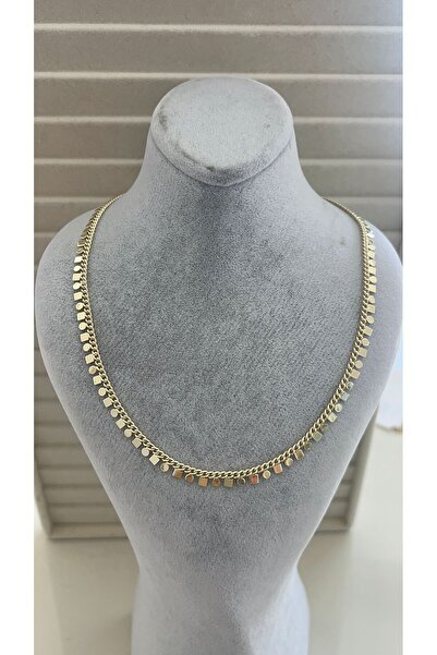Gosea Gold Color Crushed Geometric Dangle Chain Necklace |   Square Round Det...