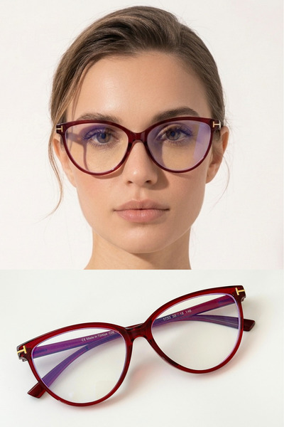 LUNE EYEWEAR VİOLET CAT EYE MAVİ IŞIK KORUMALI ŞEFFAF GÖZLÜK